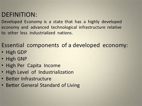 Developed Economy ↓ Advanced Economy ↓ Industrialised Economy ↓