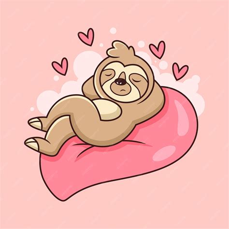 Premium Vector Cartoon Sloth Relax With Love Animal Icon Concept