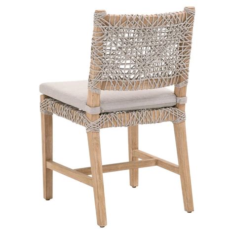 Kristoffer Coastal Beach Woven Rope Natural Grey Mahogany Dining Chair