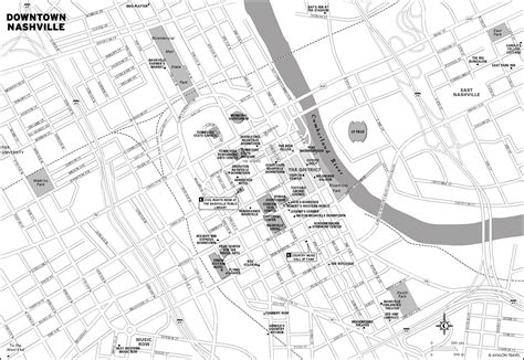 Map Of Downtown Nashville With Attractions Caumsett State Park Map