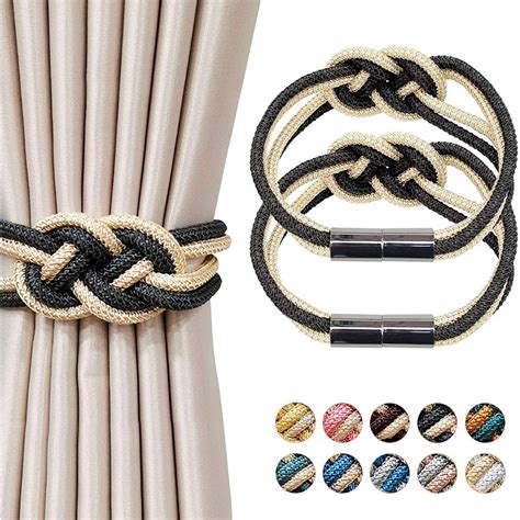 2 Pieces Magnetic Curtain Tiebacks 2 Colors Braided Curtain Tie Back