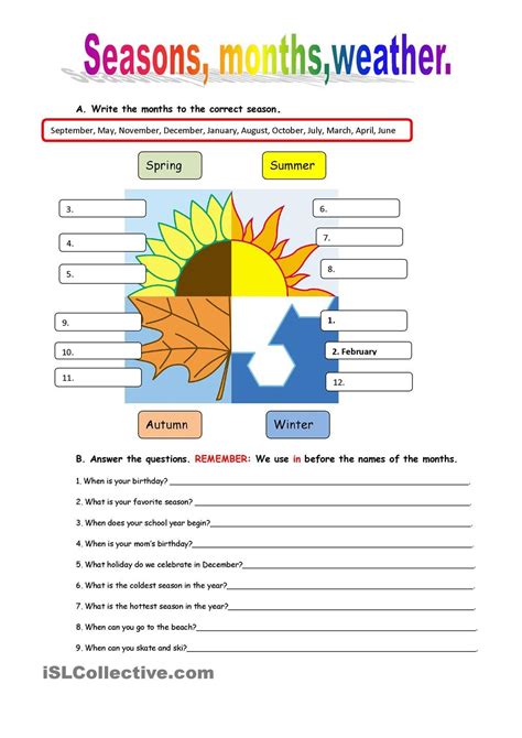 Science Seasons Worksheet