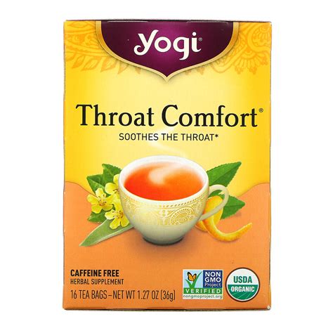 yogi tea throat comfort caffeine free 16 tea bags 1 27 oz 36 g iherb