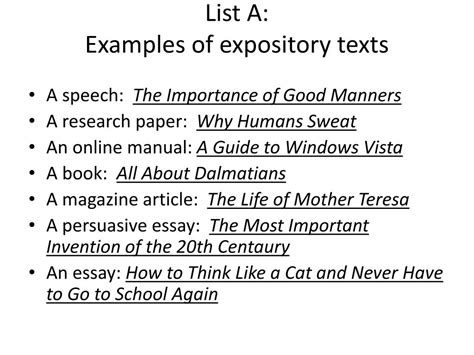 It will be useful for those who need the example of the text and its practice. PPT - Expository TEXTS PowerPoint Presentation, free download - ID:4954128