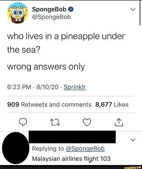 Spongebob Spongebob Who Lives In A Pineapple Under The Sea Wrong