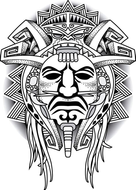 Warrior Tribal Mask Vector Illustration Aztec Tattoo Designs Aztec