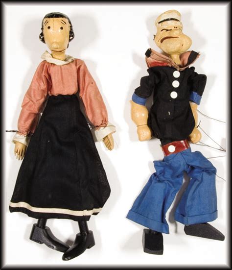Hakes Popeyeolive Oyl Woodcomposition Boxed Marionette Pair