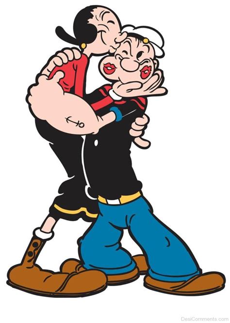 popeye the sailor man and olive oil kissing