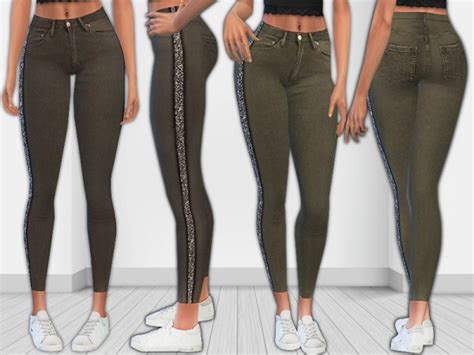 The Sims Resource New Trend Embellished Designer Jeans By Saliwa