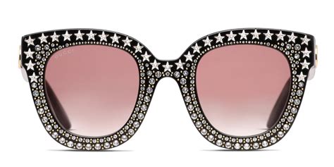 Gucci Gg0116s Shiny Black Glitter Prescription Sunglasses