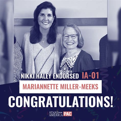 Nikki Haley On Twitter Iowans Know That Millermeeks Is The Woman
