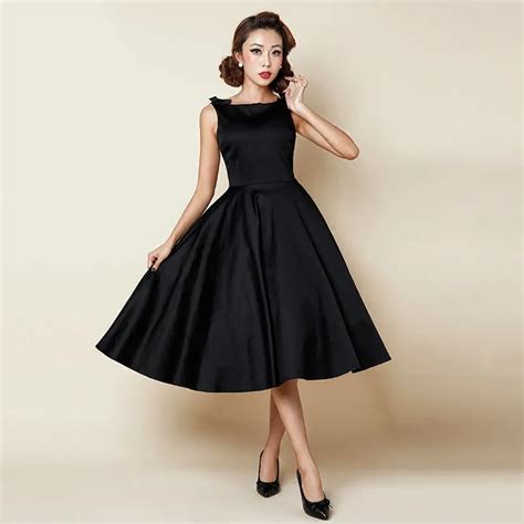 little black dress 50 60s rockabilly audrey hepburn dress elegant party prom vintage retro