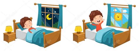 Ilustración Vectorial Del Niño Durmiendo Y Despertando 2022