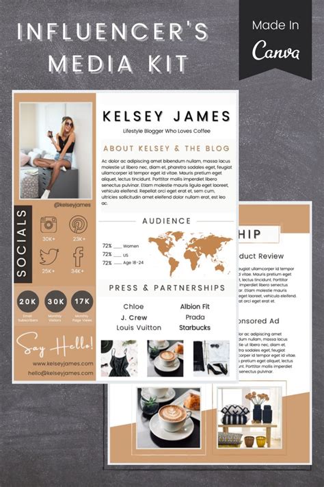 2 Page Influencer Kit Social Media Template Instagram Etsy Media