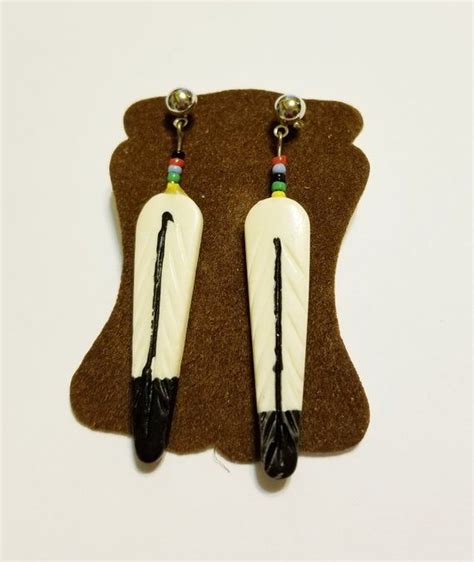 Handmade Eagle Feather Bone Earrings Carvedboneearrings American Accessories Bone Earrings
