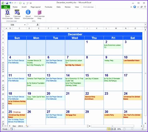 Calendar In Microsoft Excel Calnda Gambaran