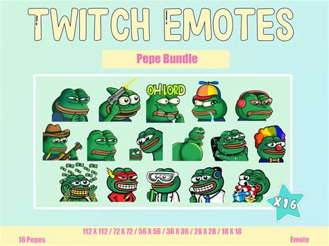 Static Pepe Emotes Mega Bundle For Twitch And Discord Cute Etsy