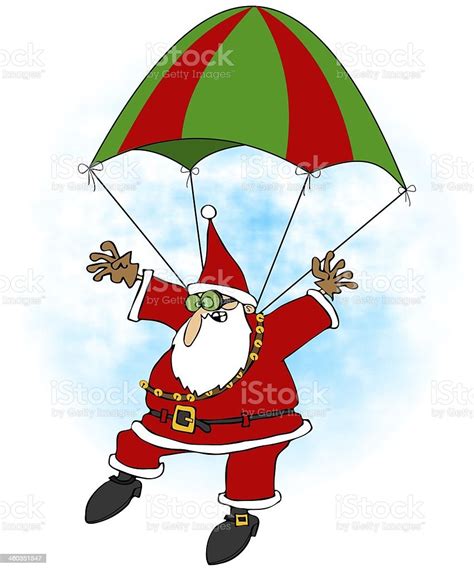Crazy Santa Skydiver Stock Illustration Download Image Now Bizarre
