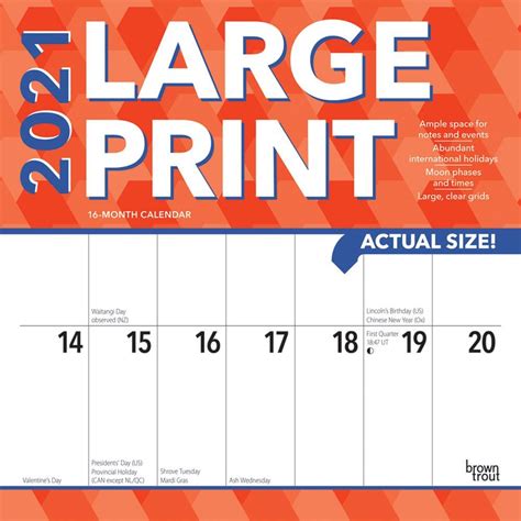 Large Printable Calendar