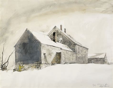 Andrew Wyeth Olsons In The Snow 1975 Watercolor On Paper 432 X 53