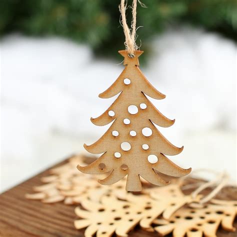 Unfinished Wood Laser Cut Christmas Tree Ornaments New Items