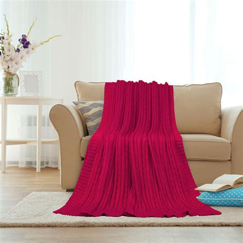 Piccocasa Cotton Knitted Blanket Throw Blanket For Couch Bed Sofa