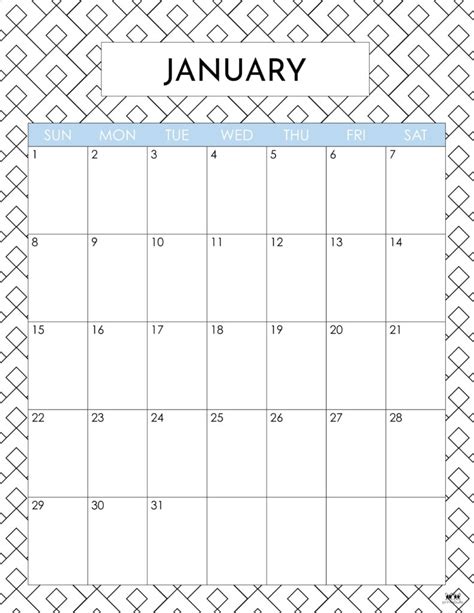 January Calendar Coloring Pages