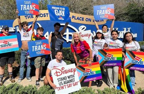 Lgbt Activists Hold Protest In Front Of Walt Disney World Asking Disney To Speak Out Against