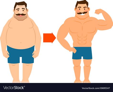 Fat And Slim Man With Mustache Royalty Free Vector Image