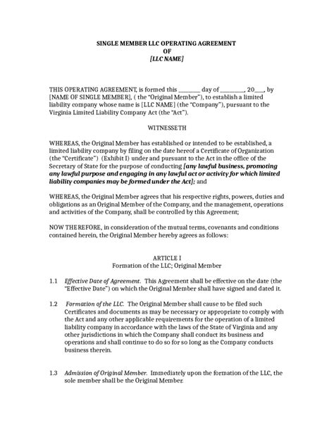Operating Agreement Llc Virginia Template Edit Fill Sign Online