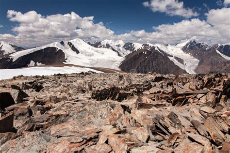 Altai Mountain Rocks Glacier Snow Stock Photo Image Of Range Mount