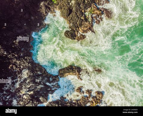 Aerial View Of Sea Waves And Fantastic Rocky Coast Stock Photo Alamy