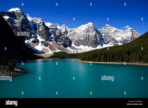 Lake Moraine And Valley Of The Ten Peaks At Banff National Park