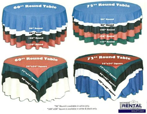 Great Reference Table Cloth Size And Overlay Size Chart How To Dress