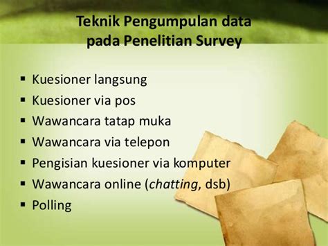 Contoh data primer dalam penelitian. Power point penelitian survey