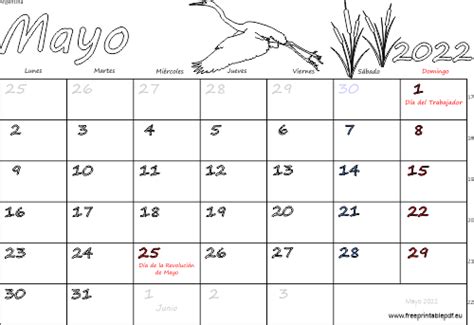 Calendario Mayo 2022 Argentina Imprimir El Pdf Gratis