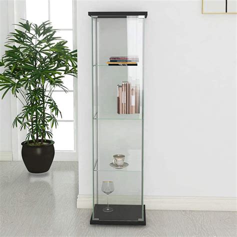 Buy 64” H Contemporary 4 Shelf Glass Display Cabinet In Clear With Door Curio Cabinet