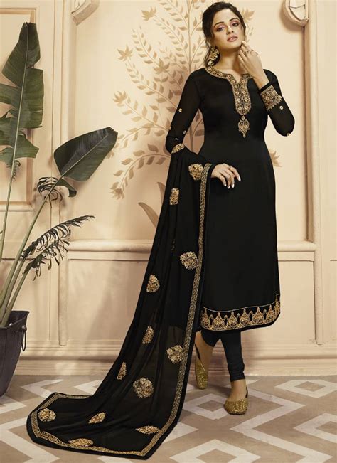 Black Faux Georgette Pakistani Salwar Kameez Vasu Sarees 3129068