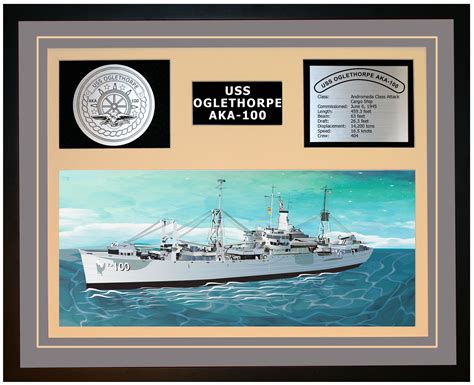 Uss Oglethorpe Aka 100 Framed Navy Ship Display Burgundy Navy Emporium