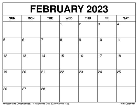 Wiki Calendar February 2023 2023 Calendar