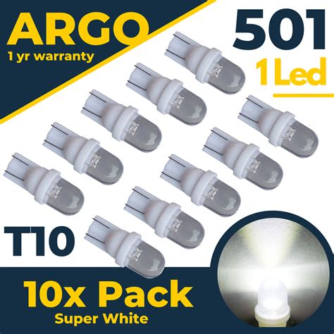 10x T10 501 Led White W5w Car Side Light Bulbs Number Plate Interior
