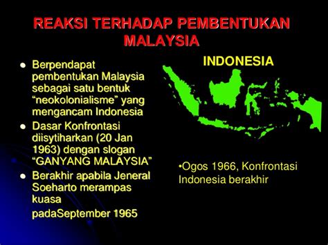 Reaksi dari indonesia ialah indonesia membantah pembentukan malaysia. Bab 6