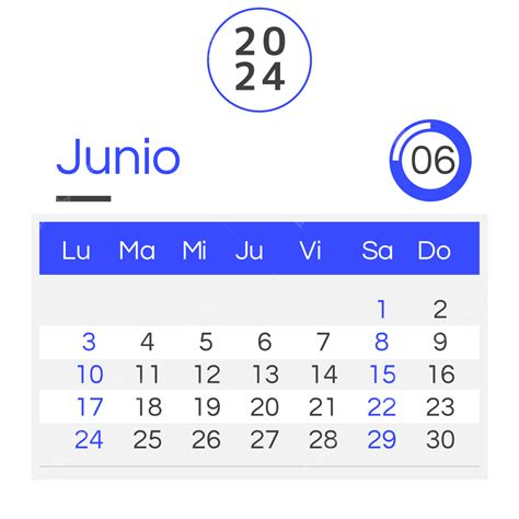 Calendario Espa Ol Simple Junio Png Dibujos Espa A