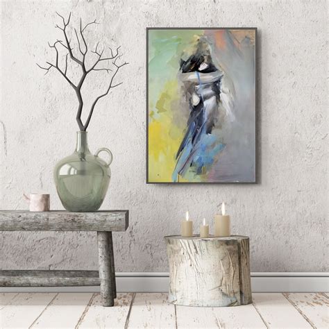 Lovers Painting Pastel Bedroom Art Lovers Embrace Couple Etsy