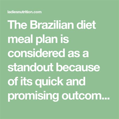 The Brazilian Diet Meal Plan Lose 12 Kg In 1 Month Brazilian Diet