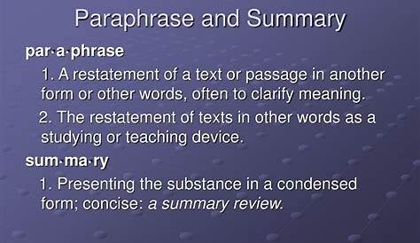 difference between a paraphrase and a summary