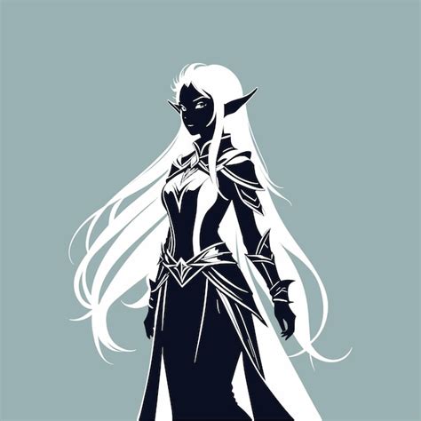 Premium Vector Vector Image Of Elven Girl Black And White Silhouette 88