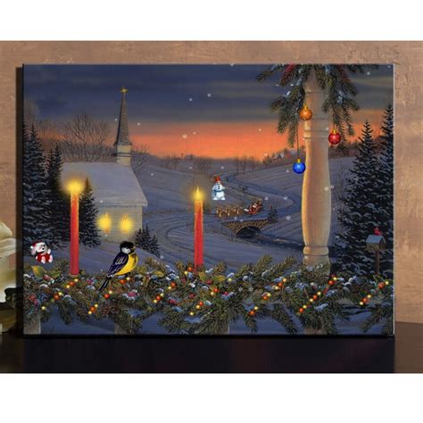 Canvas Wall Art With Led Lighted Up Christmas Flicking Candles With