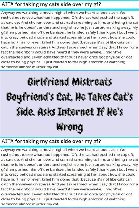 Girlfriend Mistreats Boyfriend S Cat He Takes Cat S Side Asks Internet If He S Wrong Artofit