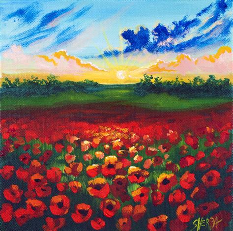 Learn How To Paint A Field Of Poppies Acrylic April Daily Painting On